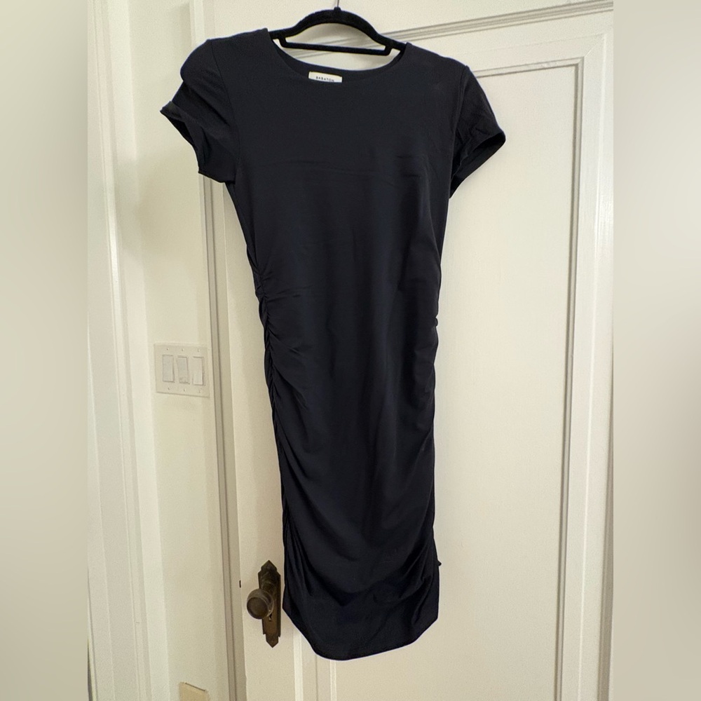 Babaton Black Midi Dress with Side Ruching